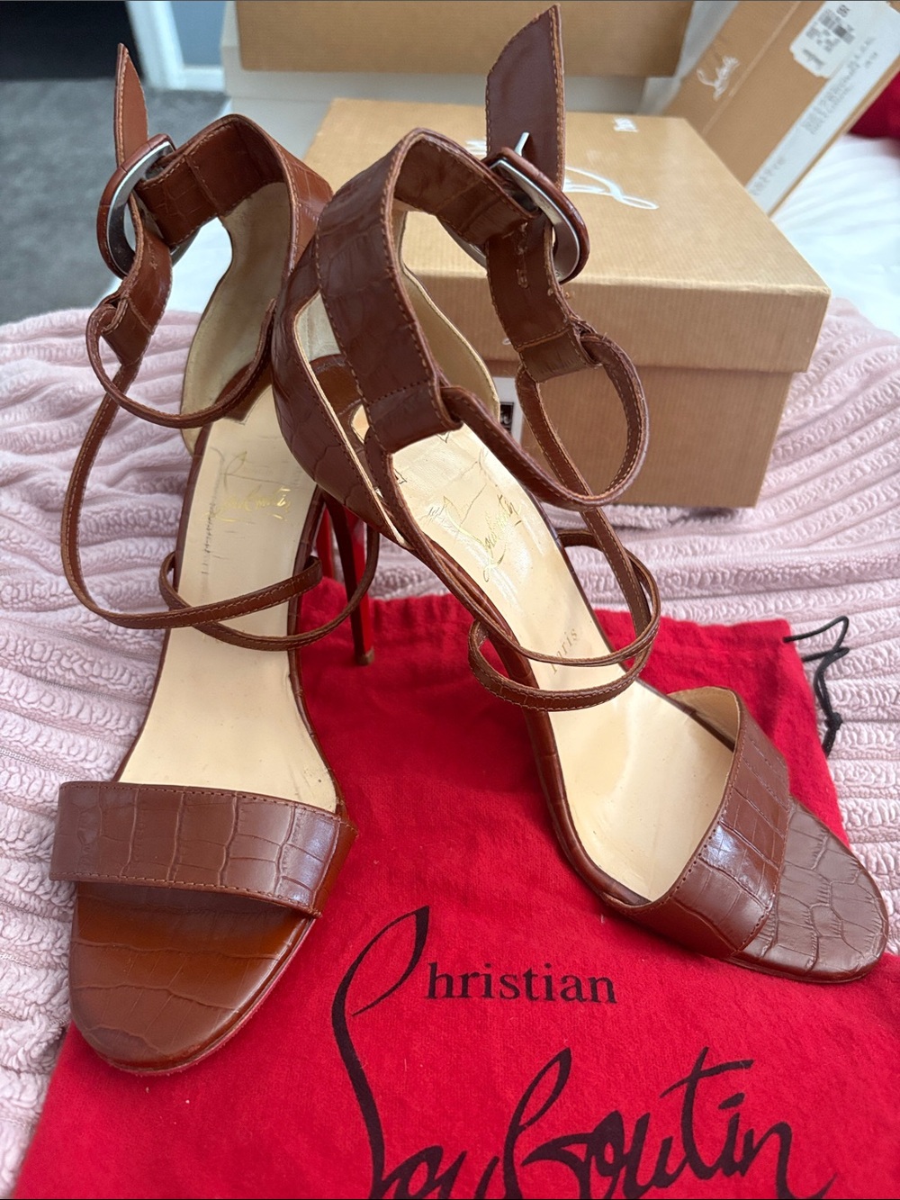 Christian Louboutin CHOCA 100 CALF NIL croc-embossed Heels 39 1/2 heels 4β. - Picture 3 of 11